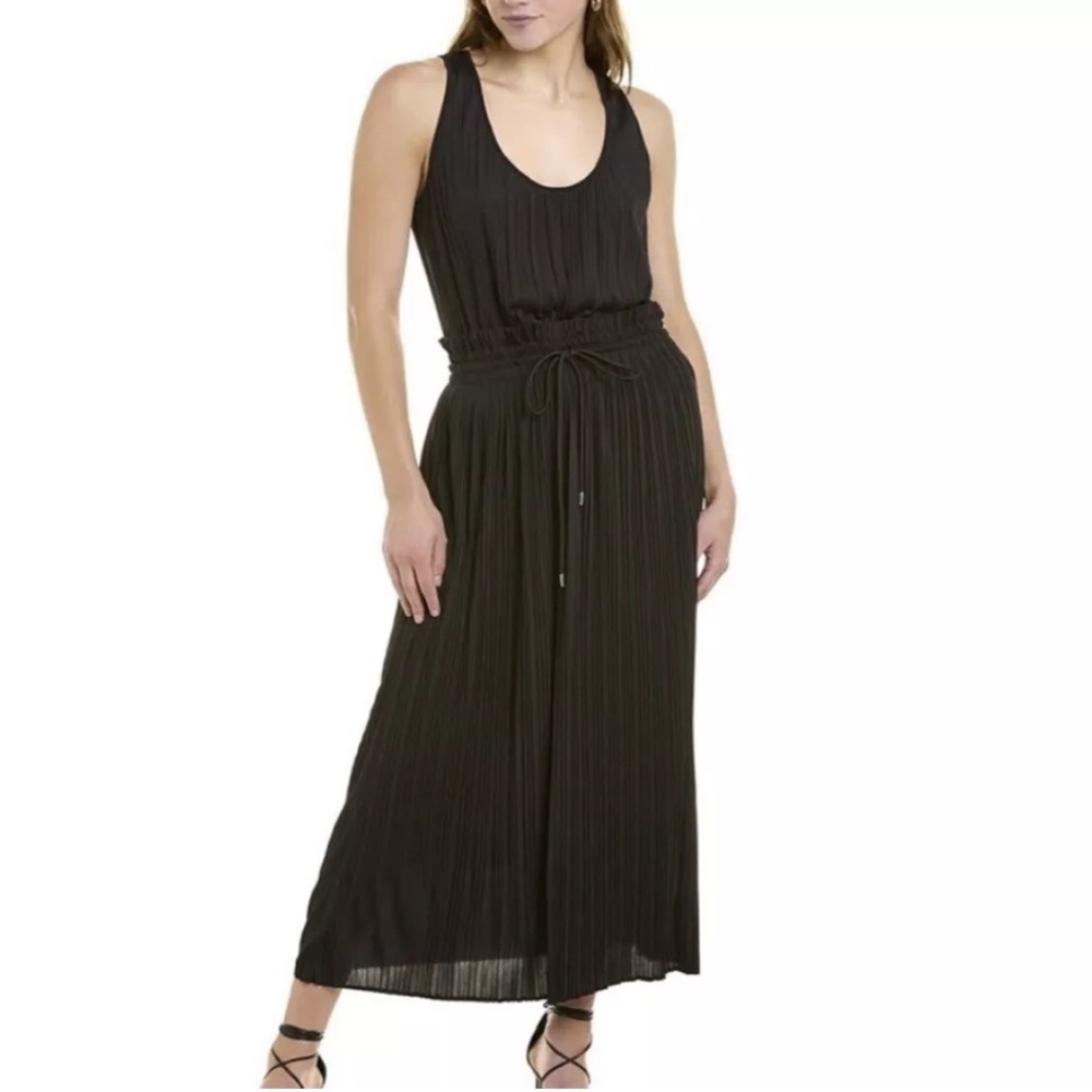 A.L.C. Val Sleeveless Maxi Dress Smocked Waist Pleated Black Xs S Nwt